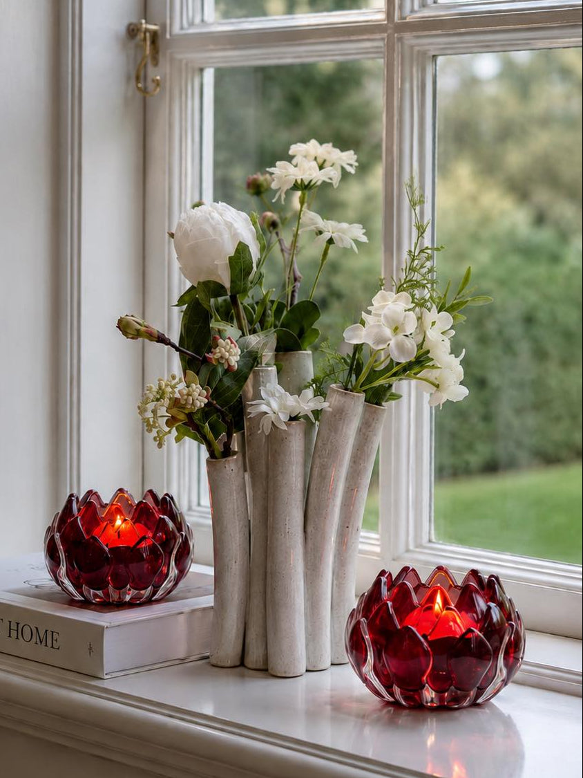 Ljushållare röd lotus - Set om 2 st